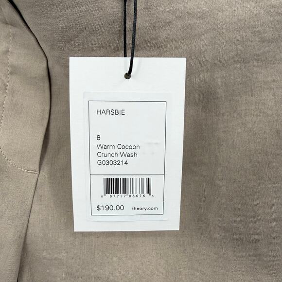 Theory NWT Harsbie High Waisted Soft Stretchy Tan Linen Shorts - Picture 6 of 7
